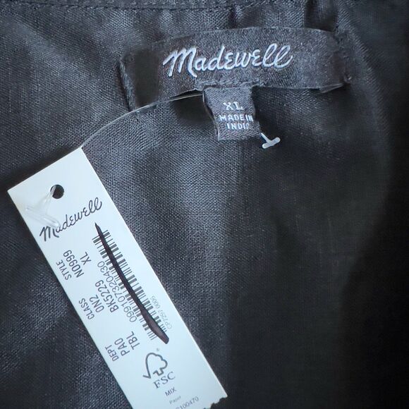 Madewell Shirt Women's XL Black Resort Long-Sleeve Collared Semi-Sheer Button Up - Picture 4 of 8
